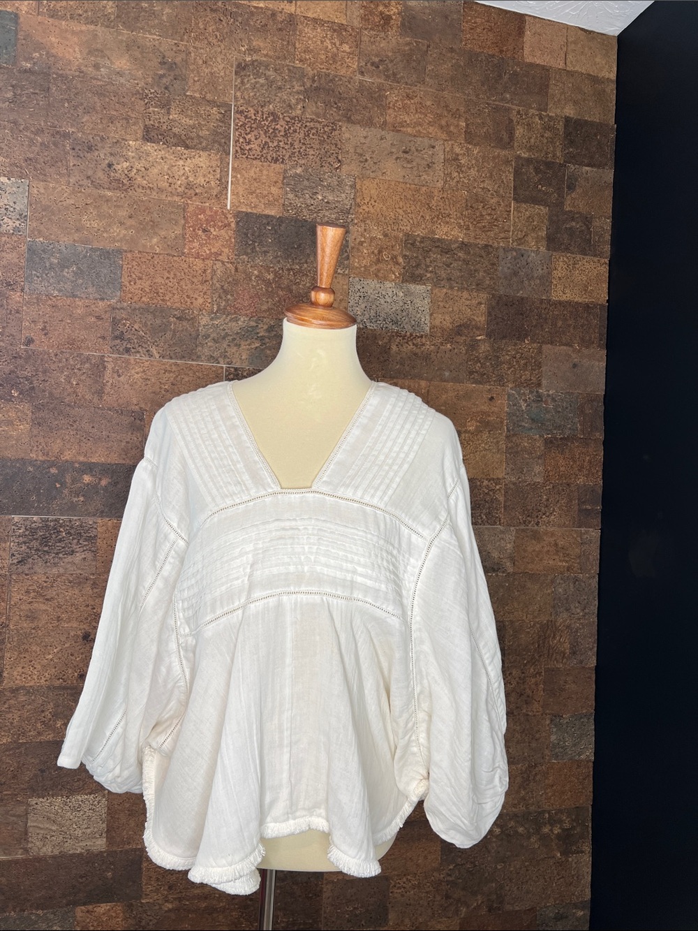 Cost Plus World Market White V-Neck Peasant Tunic S/M